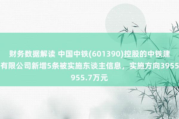 财务数据解读 中国中铁(601390)控股的中铁建工集团有限公司新增5条被实施东谈主信息，实施方向3955.7万元