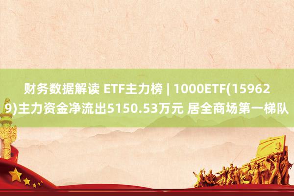 财务数据解读 ETF主力榜 | 1000ETF(159629)主力资金净流出5150.53万元 居全商场第一梯队