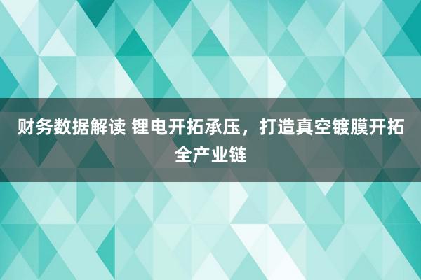 财务数据解读 锂电开拓承压，打造真空镀膜开拓全产业链