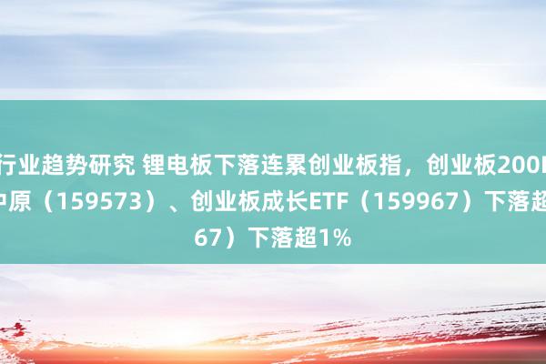 行业趋势研究 锂电板下落连累创业板指，创业板200ETF中原（159573）、创业板成长ETF（159967）下落超1%