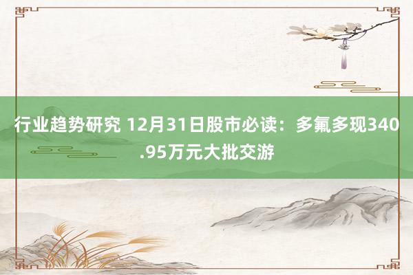 行业趋势研究 12月31日股市必读：多氟多现340.95万元大批交游