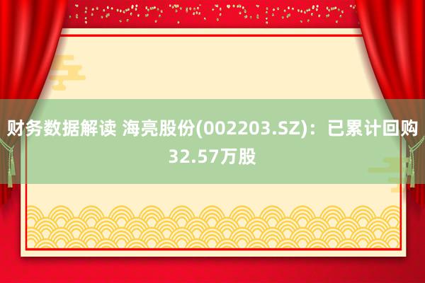 财务数据解读 海亮股份(002203.SZ)：已累计回购32.57万股