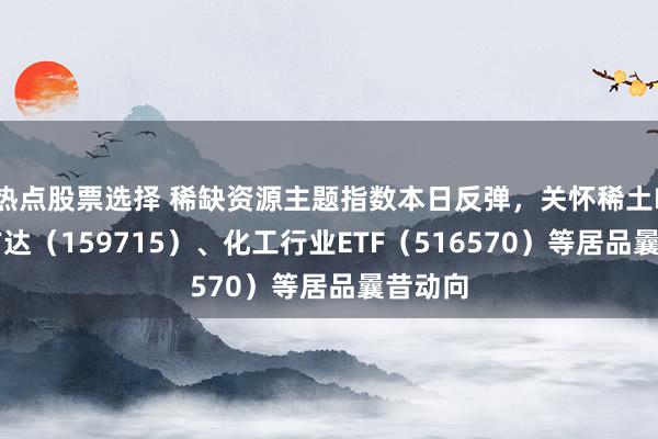 热点股票选择 稀缺资源主题指数本日反弹，关怀稀土ETF易方达（159715）、化工行业ETF（516570）等居品曩昔动向