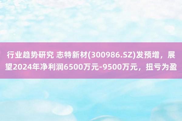 行业趋势研究 志特新材(300986.SZ)发预增，展望2024年净利润6500万元-9500万元，扭亏为盈