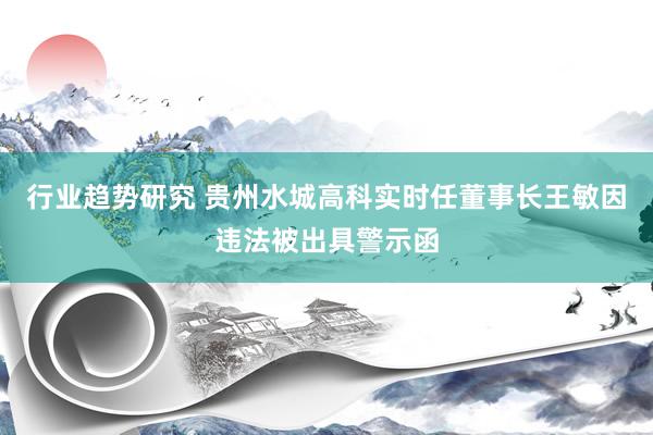 行业趋势研究 贵州水城高科实时任董事长王敏因违法被出具警示函