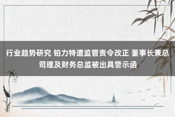 行业趋势研究 铂力特遭监管责令改正 董事长兼总司理及财务总监被出具警示函