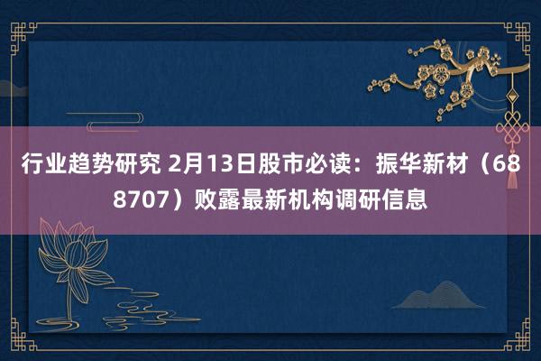 行业趋势研究 2月13日股市必读：振华新材（688707）败露最新机构调研信息