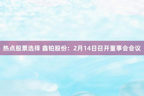 热点股票选择 鑫铂股份：2月14日召开董事会会议