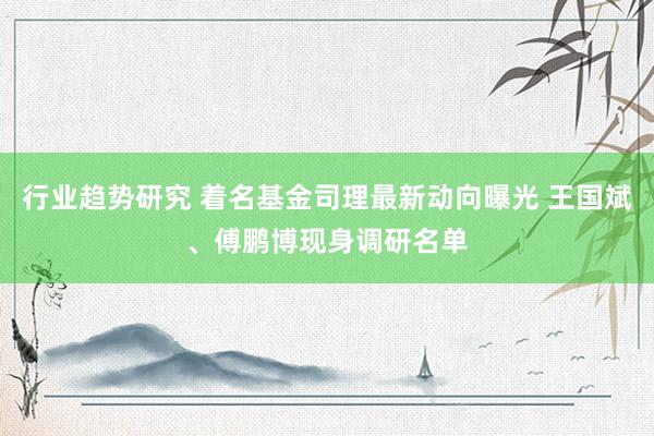 行业趋势研究 着名基金司理最新动向曝光 王国斌、傅鹏博现身调研名单