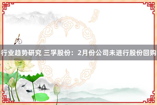 行业趋势研究 三孚股份：2月份公司未进行股份回购