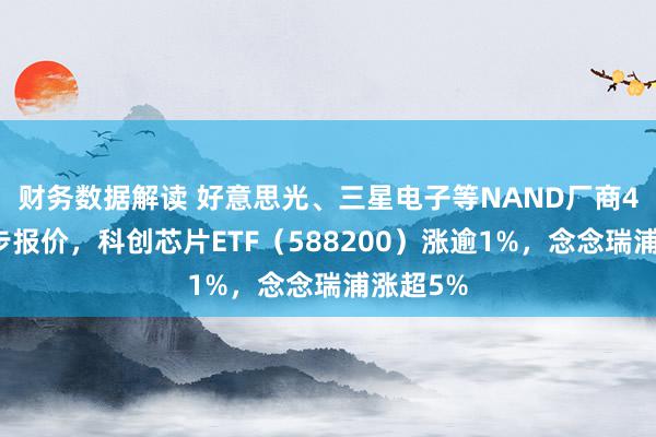 财务数据解读 好意思光、三星电子等NAND厂商4月起进步报价，科创芯片ETF（588200）涨逾1%，念念瑞浦涨超5%